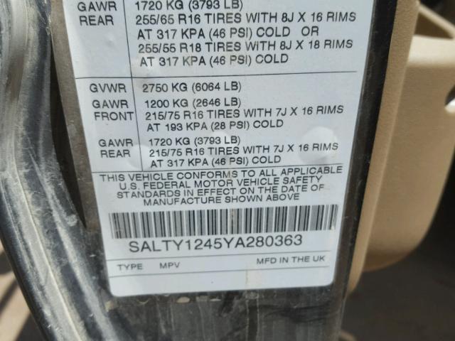SALTY1245YA280363 - 2000 LAND ROVER DISCOVERY GRAY photo 10