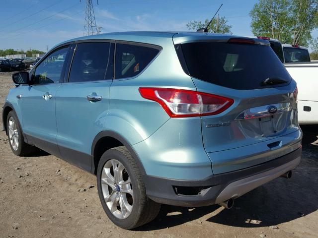 1FMCU0HX6DUB83160 - 2013 FORD ESCAPE SEL TURQUOISE photo 3