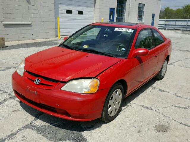 1HGEM22942L078690 - 2002 HONDA CIVIC EX RED photo 2