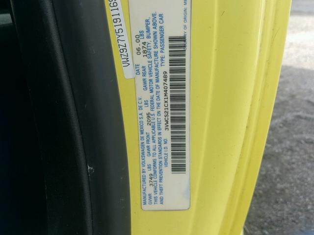 3VWCS21CX1M407489 - 2001 VOLKSWAGEN NEW BEETLE ყვითელი ფოტო 10