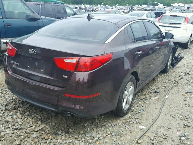 5XXGM4A75FG355355 - 2015 KIA OPTIMA LX BURGUNDY photo 4