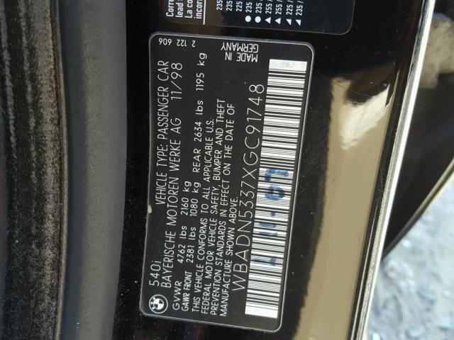 WBADN5337XGC91748 - 1999 BMW 540 I BLACK photo 10