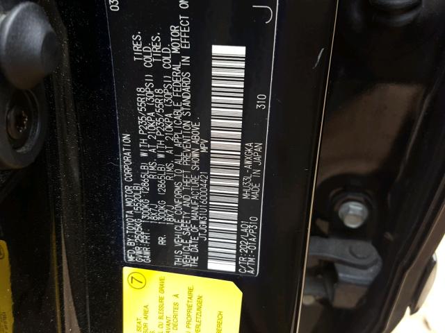 JTJGW31U160004421 - 2006 LEXUS RX 400 BLACK photo 10