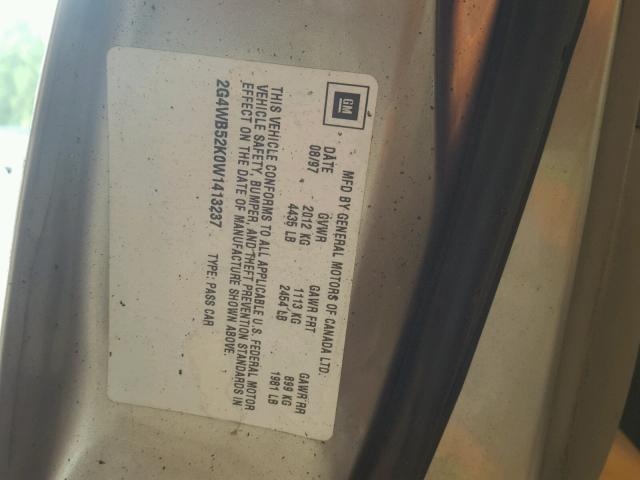 2G4WB52K0W1413237 - 1998 BUICK REGAL LS 棕色 照片 10