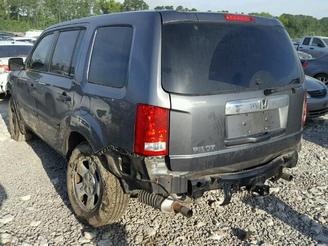 5FNYF3H2XCB035451 - 2012 HONDA PILOT LX GRAY photo 3