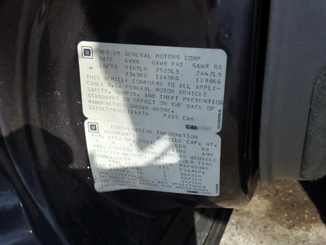 1G1BL52W8RR114876 - 1994 CHEVROLET CAPRICE CL 灰色 照片 10