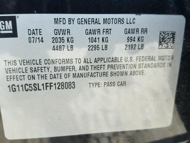 1G11C5SL1FF128083 - 2015 CHEVROLET MALIBU 1LT 黑色 照片 10