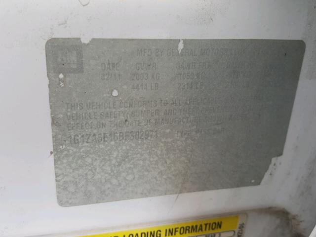 1G1ZA5E16BF302971 - 2011 CHEVROLET MALIBU LS Ağ foto 10