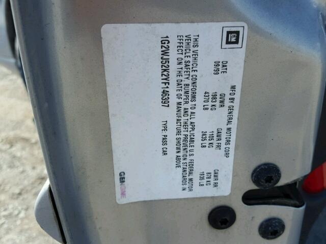 1G2WJ52K2YF146397 - 2000 PONTIAC GRAND PRIX SILVER photo 10