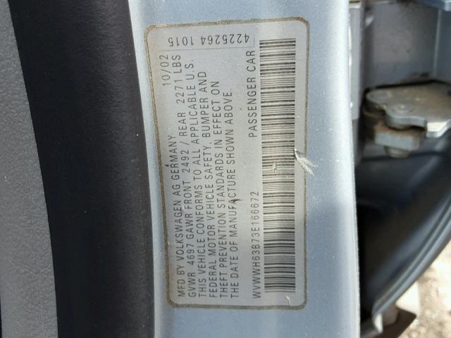 WVWWH63B73E166672 - 2003 VOLKSWAGEN PASSAT GLX 灰色 照片 10