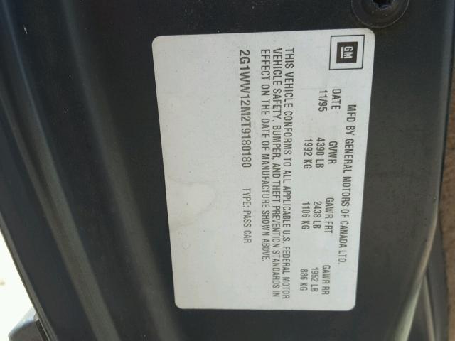 2G1WW12M2T9180180 - 1996 CHEVROLET MONTE CARL 绿色 照片 10