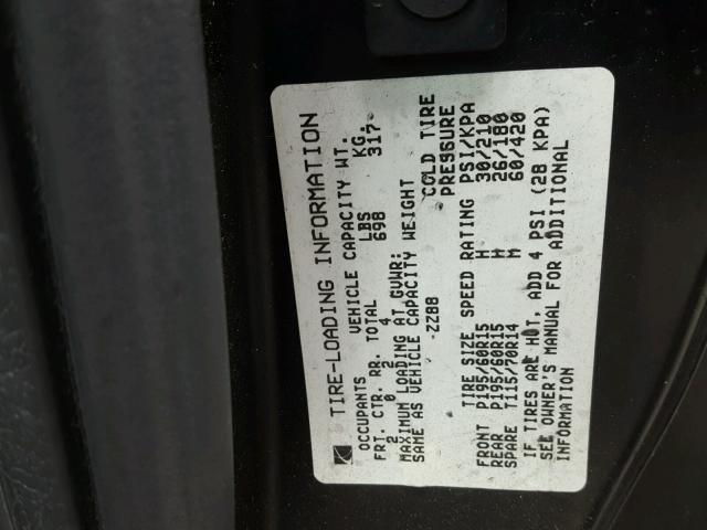 1G8ZR127X1Z112227 - 2001 SATURN SC2 BLACK photo 10