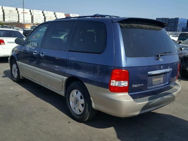 KNDUP131936407968 - 2003 KIA SEDONA EX BLUE photo 3