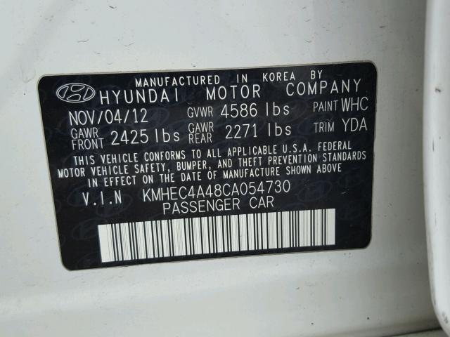 KMHEC4A48CA054730 - 2012 HYUNDAI SONATA HYB WHITE photo 10