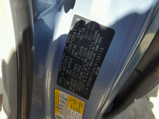 KNDMB233476158118 - 2007 KIA SEDONA EX BLUE photo 10