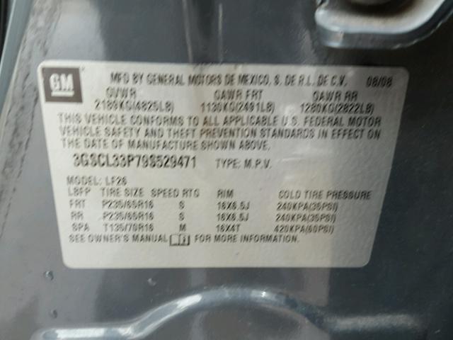 3GSCL33P79S529471 - 2009 SATURN VUE XE GRAY photo 10