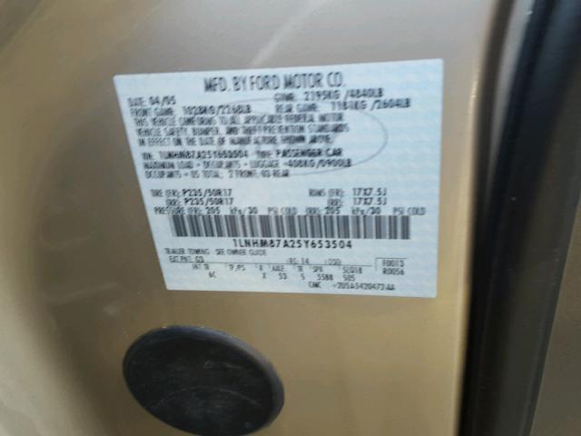 1LNHM87A25Y653504 - 2005 LINCOLN LS Qızıl foto 10