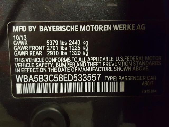 WBA5B3C58ED533557 - 2014 BMW 535 XI BLACK photo 10