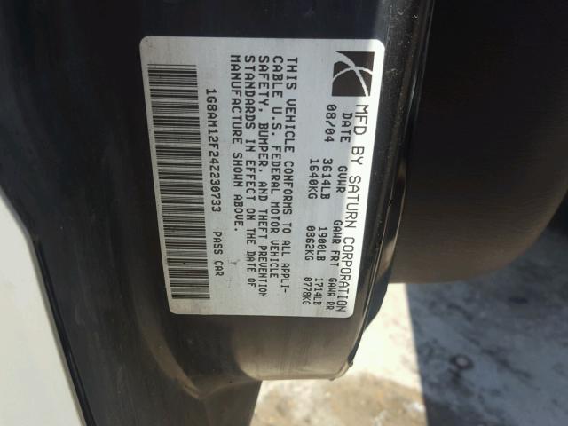 1G8AM12F24Z230733 - 2004 SATURN ION LEVEL SILVER photo 10