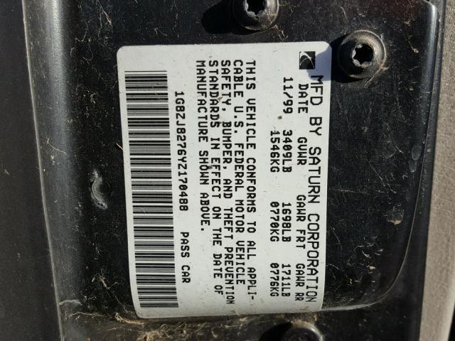 1G8ZJ8276YZ170488 - 2000 SATURN SW2 GRAY photo 10