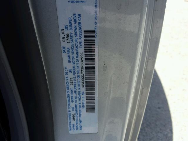 3VWDD21Y73M332991 - 2003 VOLKSWAGEN NEW BEETLE 银色 照片 10