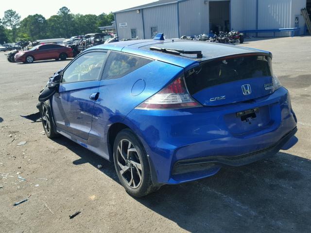 JHMZF1D63GS000338 - 2016 HONDA CR-Z EX BLUE photo 3