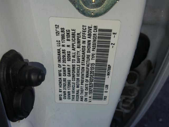 19XFB2F92DE201515 - 2013 HONDA CIVIC EXL 白色 照片 10