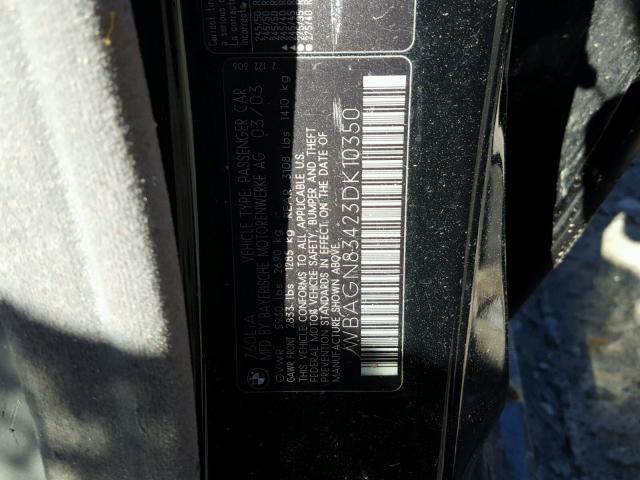 WBAGN83423DK10350 - 2003 BMW 760 LI BLACK photo 10