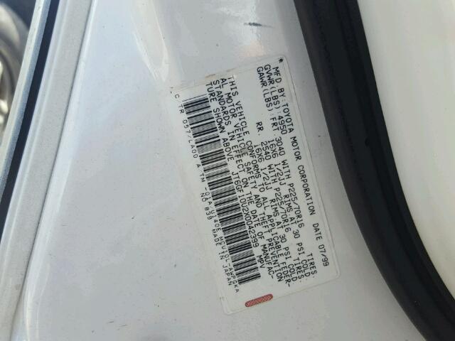 JT6GF10U2X0042399 - 1999 LEXUS RX 300 WHITE photo 10