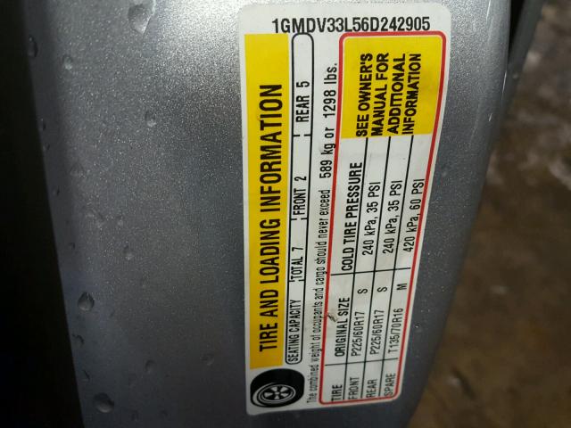 1GMDV33L56D242905 - 2006 PONTIAC MONTANA SV GRAY photo 10