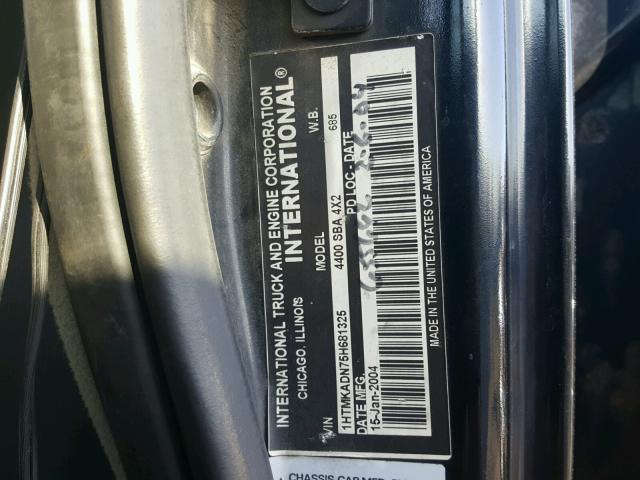 1HTMKADN75H681325 - 2005 INTERNATIONAL 4000 4400 BLACK photo 10