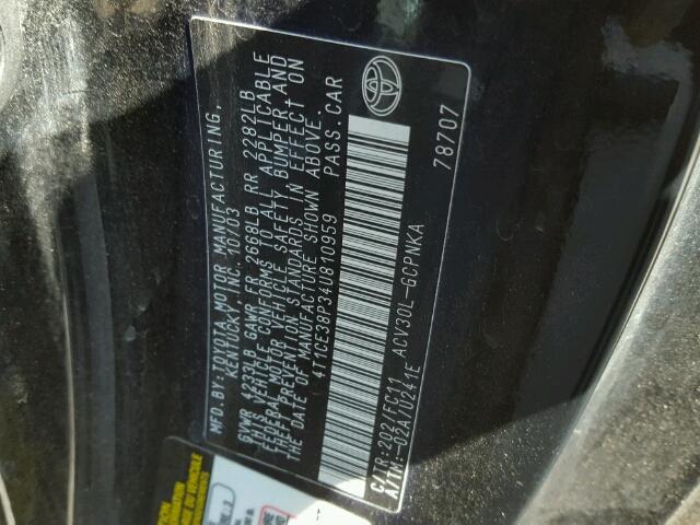 4T1CE38P34U810959 - 2004 TOYOTA CAMRY SOLA BLACK photo 10