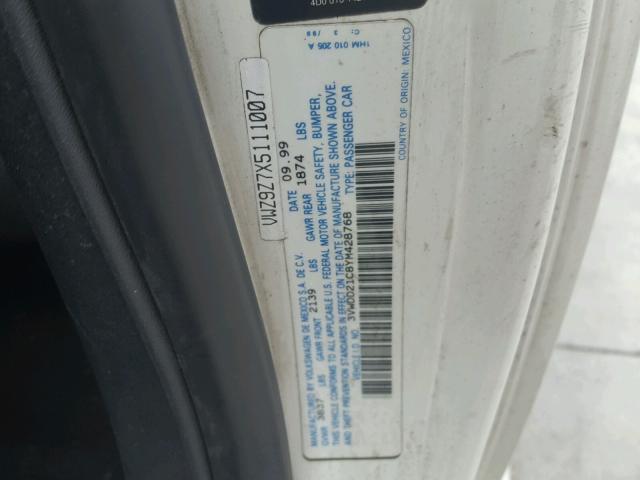 3VWDD21C8YM428768 - 2000 VOLKSWAGEN NEW BEETLE 烧焦的 照片 10