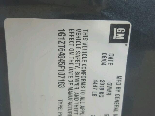 1G1ZT64845F107163 - 2005 CHEVROLET MALIBU MAX 灰色 照片 10