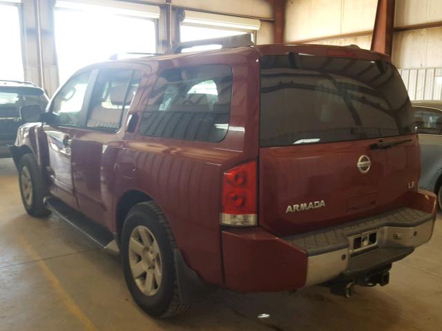 5N1AA08B15N712420 - 2005 NISSAN ARMADA SE RED photo 3