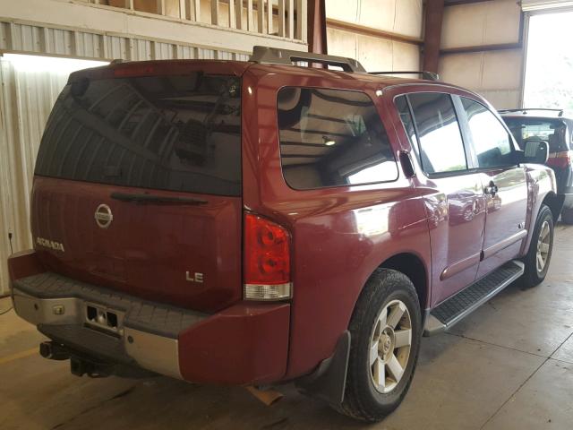 5N1AA08B15N712420 - 2005 NISSAN ARMADA SE RED photo 4