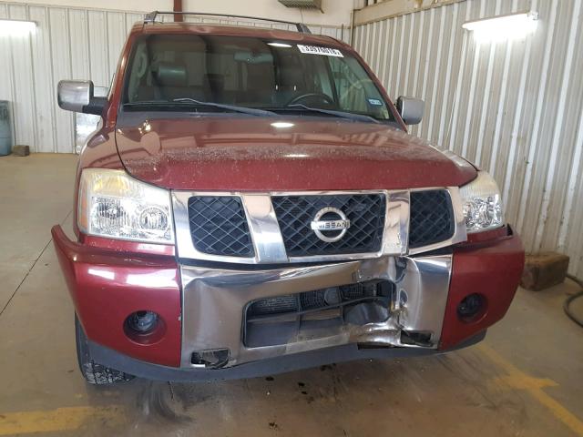 5N1AA08B15N712420 - 2005 NISSAN ARMADA SE RED photo 9