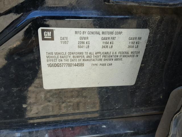 1G6DG577780144589 - 2008 CADILLAC CTS BLACK photo 10