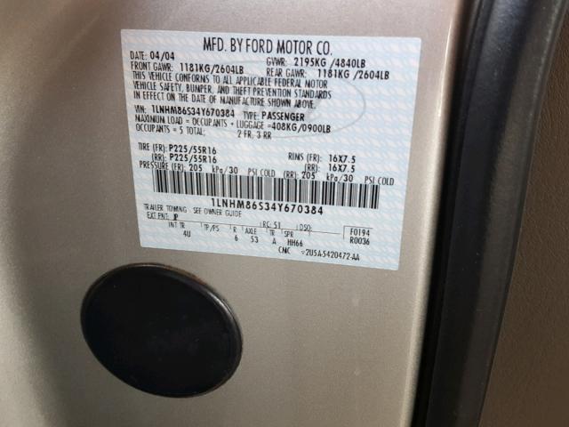 1LNHM86S34Y670384 - 2004 LINCOLN LS 银色 照片 10