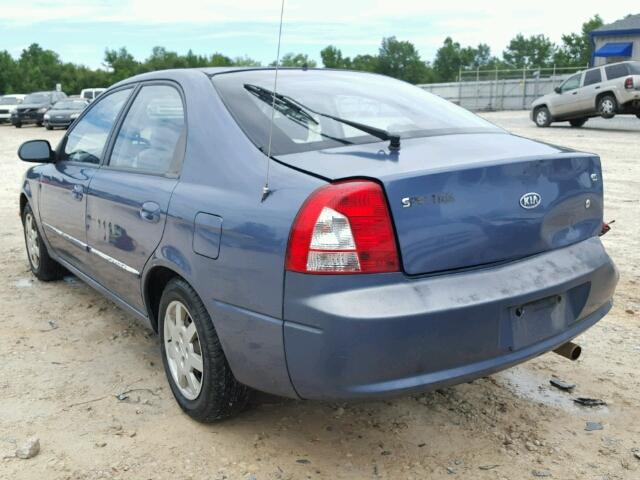 KNAFB161235101216 - 2003 KIA SPECTRA GS BLUE photo 3