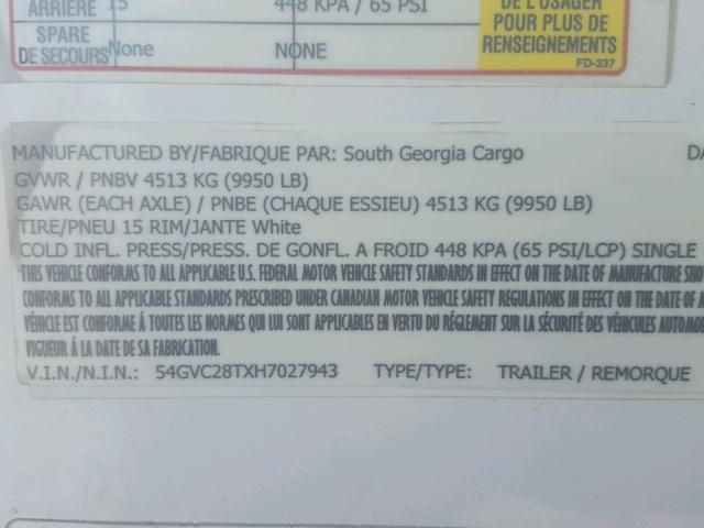 54GVC28TXH7027943 - 2017 MISC ENCLOSED Белый фото 10