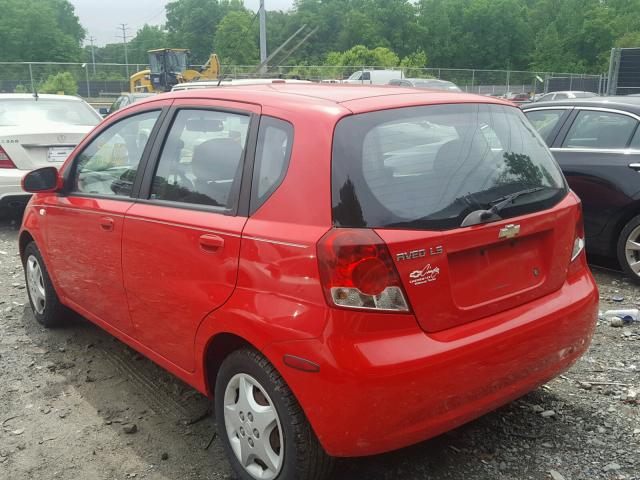 KL1TD66666B641089 - 2006 CHEVROLET AVEO BASE Rouge photo 3