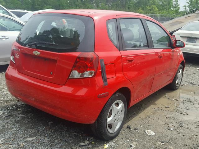 KL1TD66666B641089 - 2006 CHEVROLET AVEO BASE Rouge photo 4