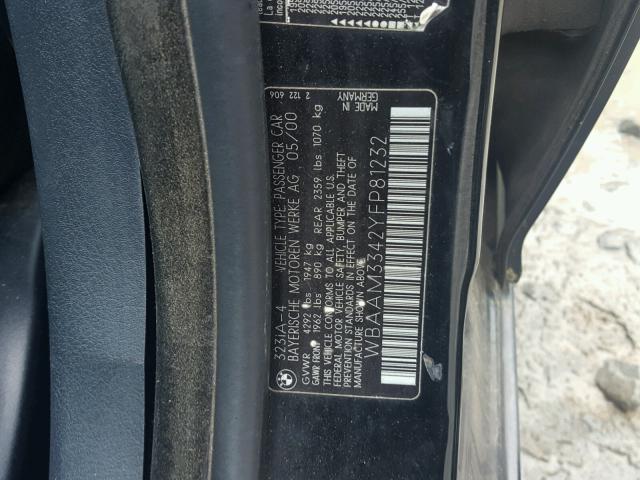 WBAAM3342YFP81232 - 2000 BMW 323 I BLACK photo 10
