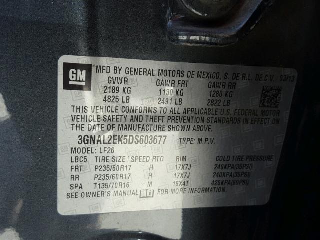 3GNAL2EK5DS603677 - 2013 CHEVROLET CAPTIVA LS 灰色 照片 10