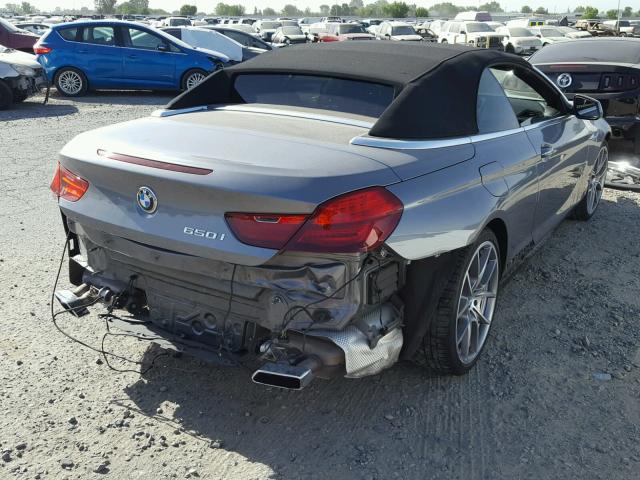 WBALZ3C56CDL71699 - 2012 BMW 650 I GRAY photo 4