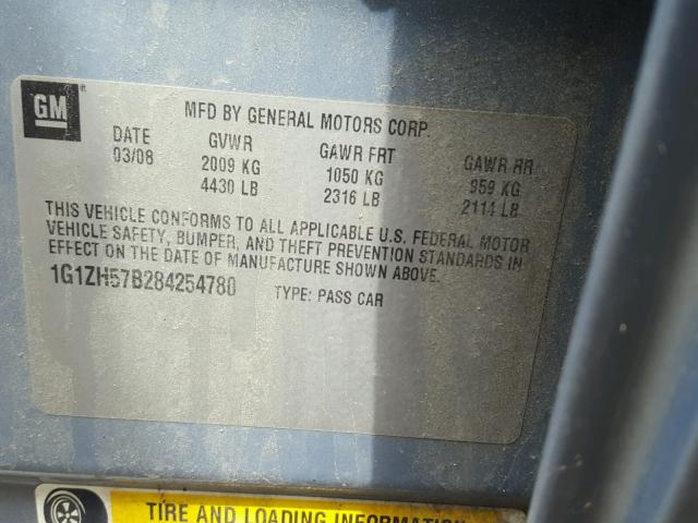 1G1ZH57B284254780 - 2008 CHEVROLET MALIBU 1LT 蓝色 照片 10