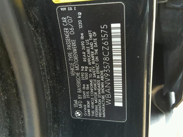 WBANV93578CZ61575 - 2008 BMW 535 XI BLACK photo 10