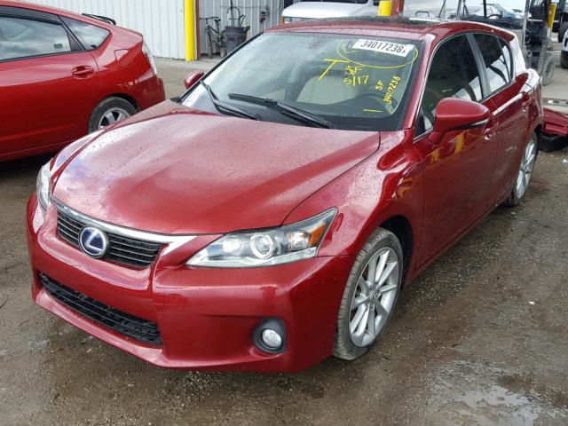 JTHKD5BH6B2038075 - 2011 LEXUS CT 200 RED photo 2