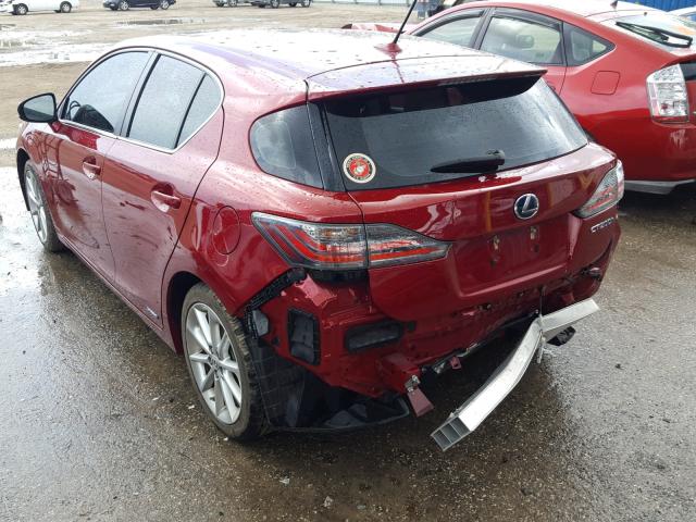 JTHKD5BH6B2038075 - 2011 LEXUS CT 200 RED photo 3